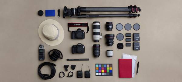 Dafna Tal's Canon photography kit, including two Canon EOS 5D Mark IV DSLRs.